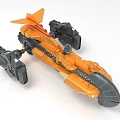 Orange Sci Fi Spaceship Model With Mechanical Attachments And Details 3d model