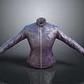 Purple Leather Jacket With Simple Design Zipper Pockets 3D Rendered Grey Gradient Background 3d model