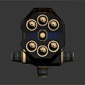 Sci Fi Mechanical Device With Black Yellow Honeycomb Structure And Circular Components 3d model