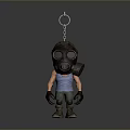 Cute Doll Keychain With Gas Mask Striped Tank Top And Tool Accessory