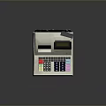 Computerized Cash Register With White Design Black Base Display Screen And Colored Buttons Keypad