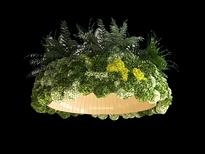 Decorative Round Botanical Chandelier Adorned With Green Plants And Yellow Accents 3d model