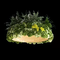 Decorative Round Botanical Chandelier Adorned With Green Plants And Yellow Accents