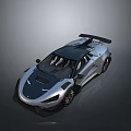 Sleek High Performance Silver Sports Car with Black Roof and Rear Spoiler