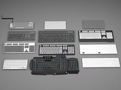 Various Computer Keyboards With Different Layouts Stylish Designs And Mechanical Features 3d model