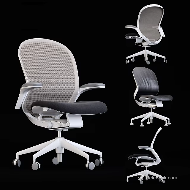 Mesh And Leather Office Chairs Modern Ergonomic Design With Adjustable Features And Rolling Casters 3d model 