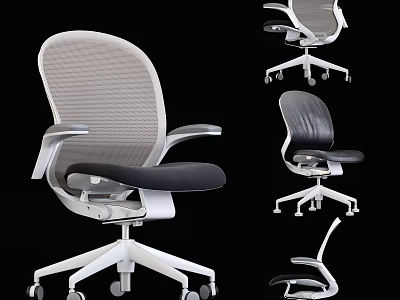 Mesh And Leather Office Chairs Modern Ergonomic Design With Adjustable Features And Rolling Casters 3d model