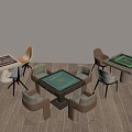 Mahjong Table Combination Chess Room Table and Chair Mahjong Table and Chair Chess and Card Table 3d model