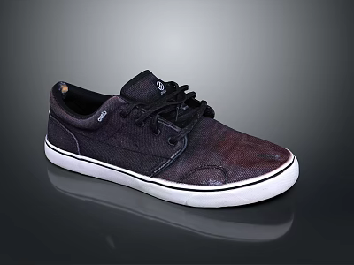 Stylish Black Casual Lace Up Shoes With White Sole And Canvas Upper 3d model