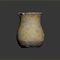 Handcrafted Clay Jar Sculpture With Yellow Red Patina And Textured Surface