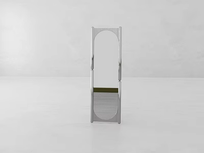 Modern Standing Mirror With Sleek Silver Frame And Arched Top Design 3d model
