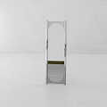 Modern Standing Mirror With Sleek Silver Frame And Arched Top Design