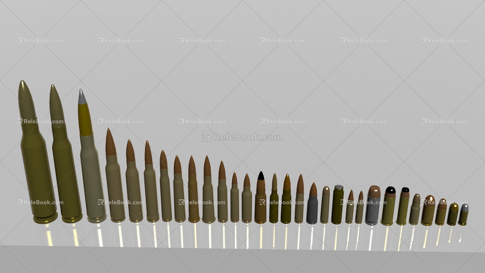 Bullets and ammunition of various calibers model