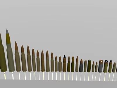 Bullets and ammunition of various calibers 3d model