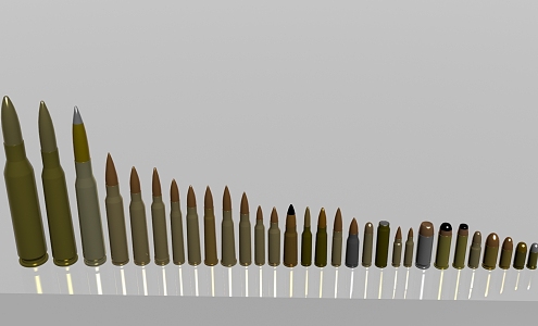 Bullets and ammunition of various calibers 3d model