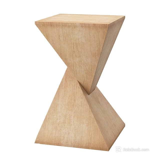 Modern Wooden Side Table With Geometric Design Light Wood Tone Structure 3d model