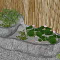 Natural Stone Pond With Water Lilies Lily Pads Goldfish And Bamboo Fence