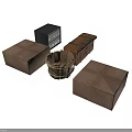 Rustic Storage Furniture With Brown Boxes Black Box Woven Basket And Strapped Chest