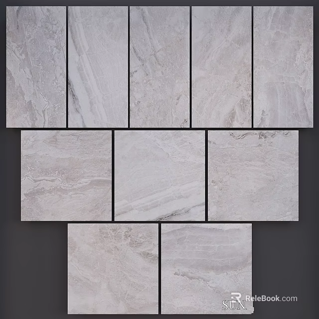 Gray Stone Texture Tile Components Neatly Arranged For Modern Interior Design 3d model