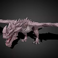 Fierce Spiked Dragon 3D Model With Red Eyes Open Mouth Gray Skin And Black Background