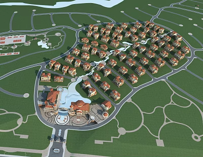 European Villa Area Villa 3d model