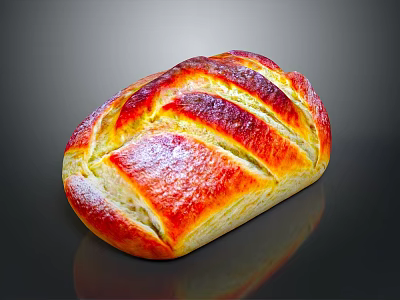 Freshly Baked Artisan Bread With Golden Brown Crust And Soft Interior 3d model