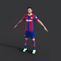 Man In Red And Blue Striped Football Jersey With Blue Shorts Striped Socks Green Cleats