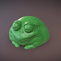 Cute Green Frog Game Film Character With Round Body And Closed Eyes