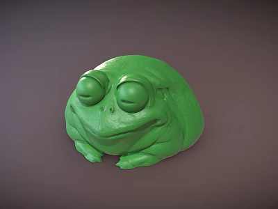 Cute Green Frog Game Film Character With Round Body And Closed Eyes 3d model