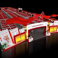 Chinese Style Tobacco And Alcohol Store With Red Flags Fortress Design And Cultural Elements