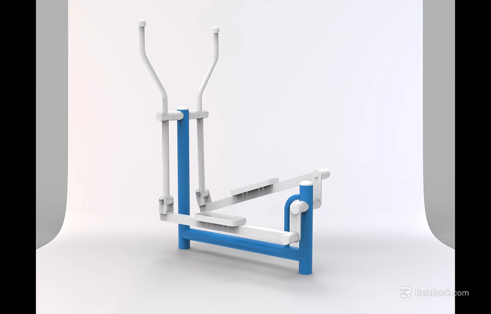Blue And White Fitness Equipment With Parallel Bars For Home Gym Workouts 3d model 