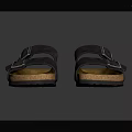Leather Sandals With Cork Sole And Metal Buckles For Daily Casual Wear