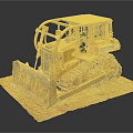Yellow Bulldozer Model With Tracks Blade On Red Mat Dark Background 3d model