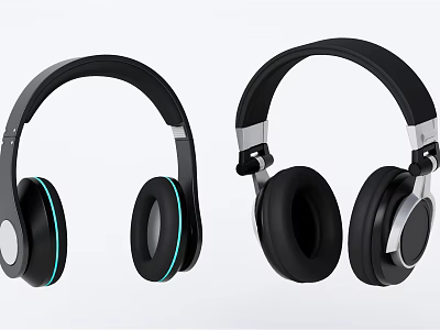 Stylish Over Ear Headphones With Modern Design And Blue Accent Details 3d model