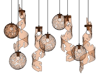 Light Luxury Chandelier Art Glass Chandelier 3d model