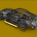Transparent Car Internal Structure Detailed View With Engine Chassis And Seats