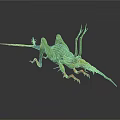 Fantasy Reptile With Green Body Colorful Details Long Snout Spiky Structures And Slender Tail
