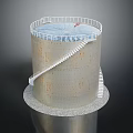 Cylindrical Industrial Tank With Spiral Staircase Top Platform Railing And Base