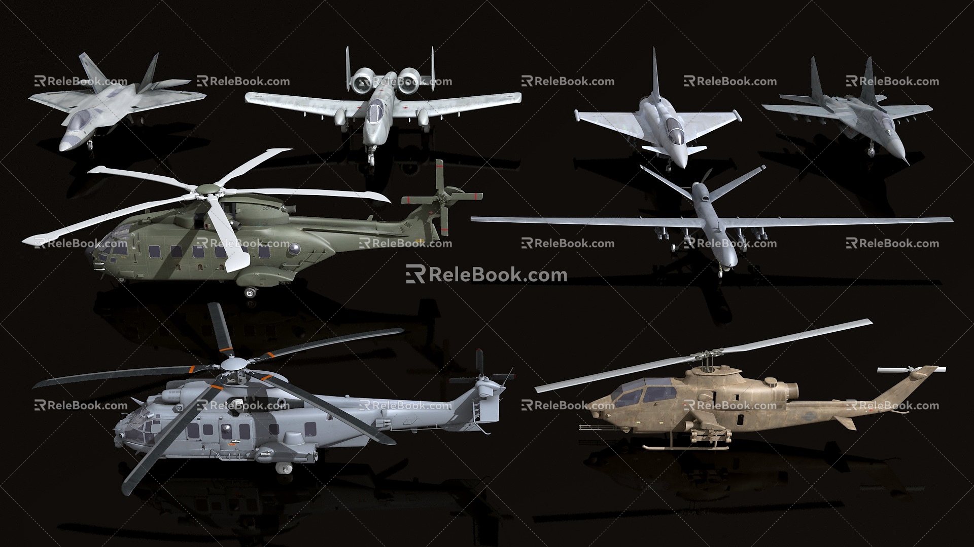 Fighter helicopter transport aircraft aircraft bomber 3d model