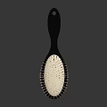 Stylish Hair Comb With Black Handle And Pink Bristles On White Base And Reflective Surface