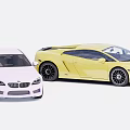 White And Yellow Sports Cars With Modern Design And Stylish Wheels