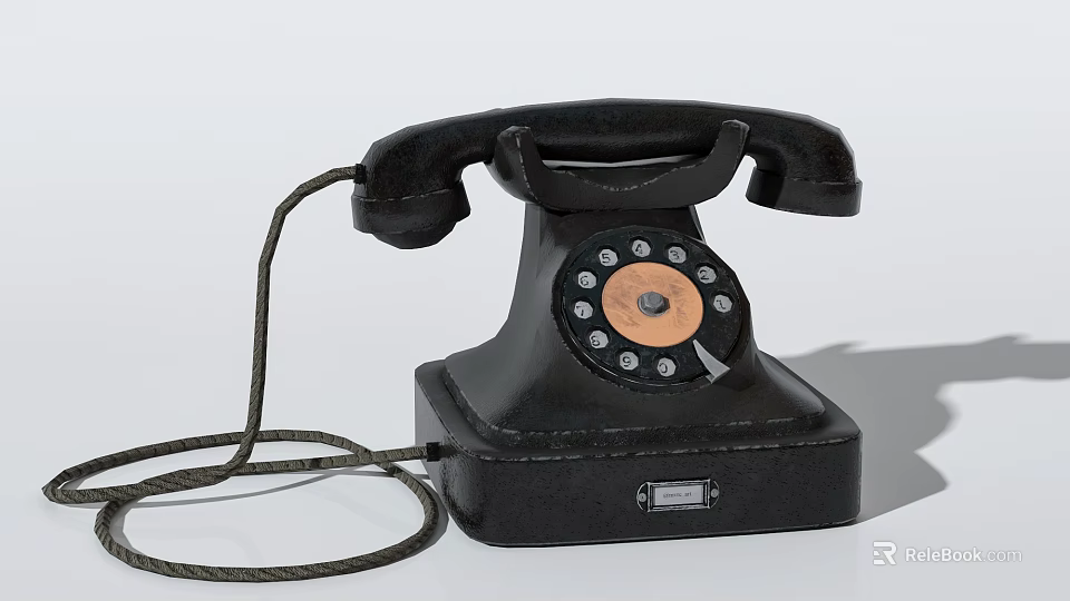 Vintage Black Rotary Dial Telephone With Wired Connection And Classic Design 3d model 