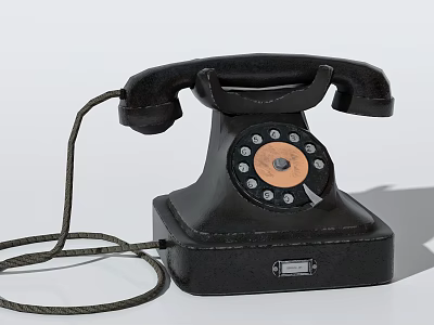 Vintage Black Rotary Dial Telephone With Wired Connection And Classic Design 3d model