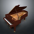 Brown Grand Piano With Open Lid Black White Keys And Golden Legs