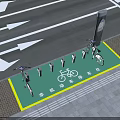 Roadside Bicycle Parking Facility With Bollards Ground Markings And Direction Arrows
