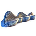 Modern Blue Public Chair With Wavy Striped Design And Artistic Curved Shape