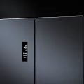 Modern Gray Double Door Refrigerator With Sleek Design In Dark Background 3d model