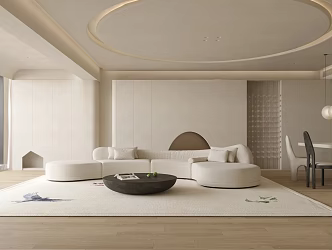 Cream wind home living room sofa background sofa carpet ceiling living room sofa 3d model