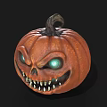 Household Halloween Decorative Pumpkin Lantern With Green Eyes And Sharp Teeth