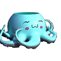 Cute Light Blue Octopus Shaped Cup With Smiling Face And Blush Details 3d model